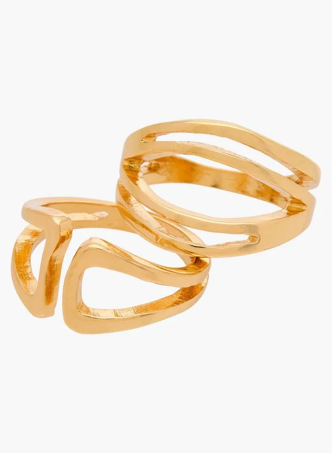 Flora Bella By Shoexpress GOLD Assorted Ring - Set Of 3 for Women | Best Price UAE